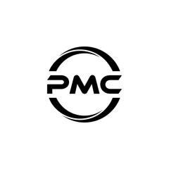 PMC letter logo design with white background in illustrator, cube logo, vector logo, modern alphabet font overlap style. calligraphy designs for logo, Poster, Invitation, etc.