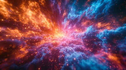 incredibly beautiful galaxy in outer space. nebula night starry sky in rainbow colors.