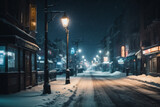 Fototapeta Londyn - snow street at night