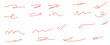 Red brush stroke underline. Marker pen highlight stroke. Vector swoosh brush underline set for accent, marker emphasis element. Hand drawn collection set of underline strokes. vector illustration