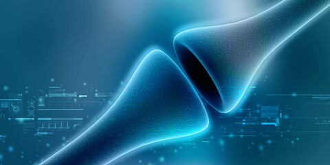 Wall Mural - synapse and neuron cells sending electrical chemical signals. 3d rendering