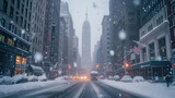Fototapeta  - Snowfall in the City Streets