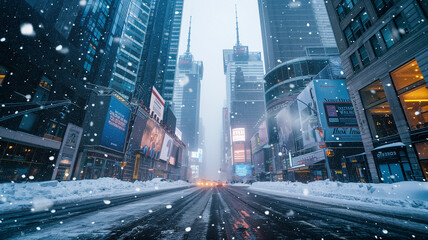 Snowfall in the City Streets