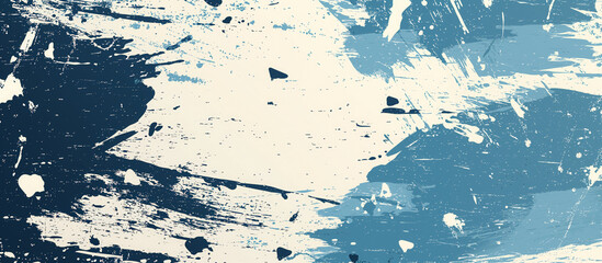  Abstract blue and white paint splatter design.