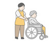 © ayano - 男性介護士と車椅子に乗った高齢女性