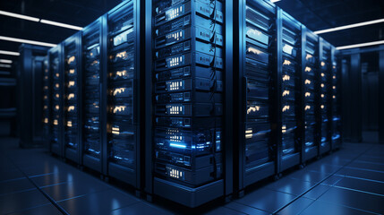 Poster - data server of tech company, modern digital technology business