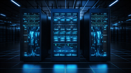 Poster - data server of tech company, modern digital technology business