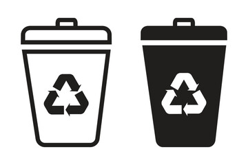 Poster - bin icon. trash can symbol with recycle sign vector illustration on transparent background