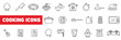 © kru - cooking line icons set. kitchen cutlery, pot, pan, related signs and symbols collection in Linear icon Editable stroke style.
