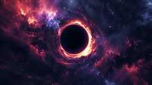 Mesmerizing Digital Artwork Depicting A Stunning Black Hole In Space, Created With Cutting-edge 3D Abstract Rendering Techniques. Be Captivated By The Cosmic Beauty And Infinite Depth Of Thi