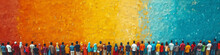 Diverse People In Front Of A Colorful Wall