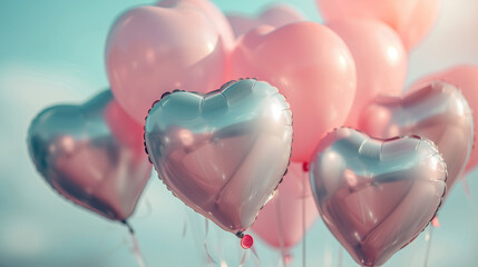 Wall Mural - heart shaped balloons