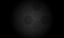 Dark Hexagon Gaming Abstract Vector Background With White Colored Bright Flash. Vector Illustration. Abstract Black Surface With Embossed Hexagons. Vertical Hexagon Background. Gradient Color Light..