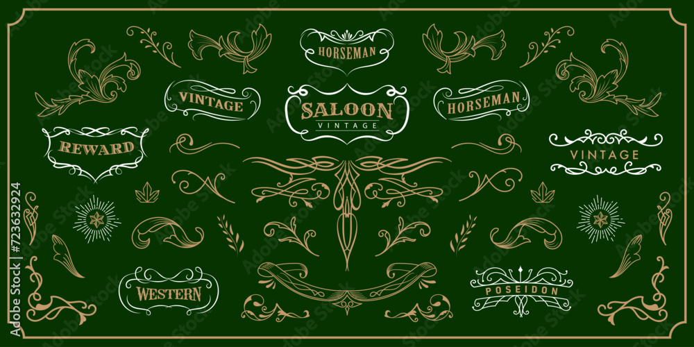 Vintage flourish ornaments western hand drawn vector Stock Vector ...
