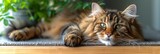 Fototapeta  - Norwegian Forest Cat Front White Background, Desktop Wallpaper Backgrounds, Background HD For Designer