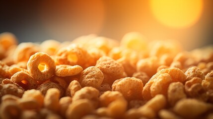 Poster - A close up of a pile of cereal with some light shining on it, AI