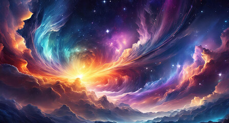 Wall Mural - wonderful a colorful image of a woman and a nebula