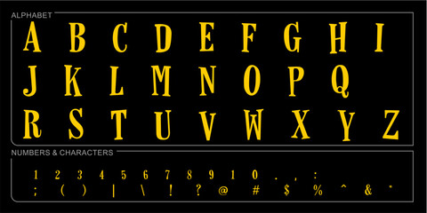 Wall Mural - Alphabet Split Monogram, Split Letter Monogram, Alphabet Frame Font. Laser cut template. Initial monogram letters.