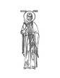 Saint Sergius, Serge (name english). Coloring page in Byzantine style on white background