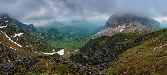 Wall Mural - Dolomites from mount Cernera to Formin - panorama