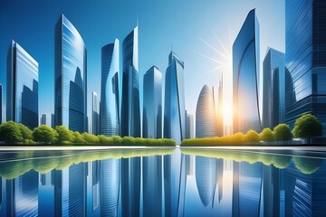 Picture of modern skyscrapers of a smart city