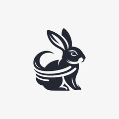 Wall Mural - rabbit flat vector logo template