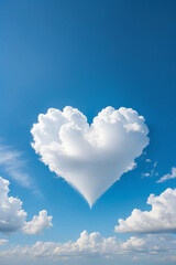 Poster - White cloud in heart shape on blue sky for love