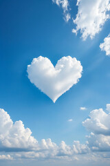 Poster - White cloud in heart shape on blue sky for love