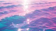 © Glittering Humanity - Artistic rendition of ocean waves bathed in a pink hue with sparkling light flares
