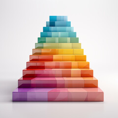 Sticker - Colorful 3d stair steps, White background