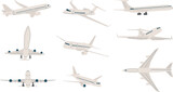 Fototapeta  - set of airplanes on a white background, vector