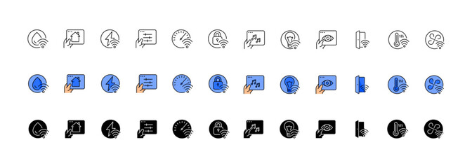 Poster - Wi-Fi icon set. Wi-Fi signal collection. Linear, flat and silhouette style. Vector icons