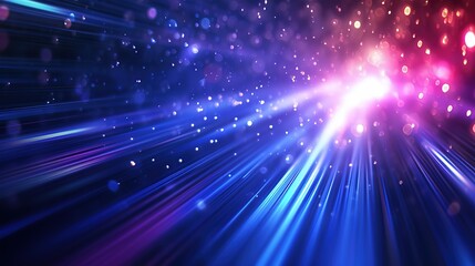 Wall Mural - digital illustration of high-speed travel through a cosmic field of blue particles and light, simula