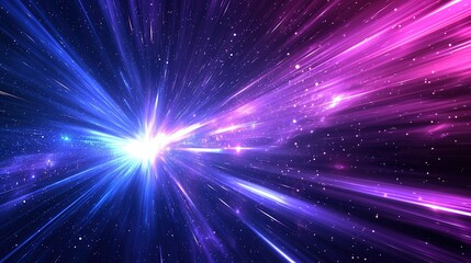 Wall Mural - abstract concept of a bright light burst in a cosmic space tunnel with pink and blue hues, symbolizi