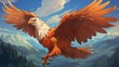 the eagle is flying in the sky above a forest. Digital concept, illustration painting.