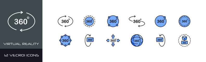 Poster - VR icon set. Virtual reality icons. Flat style. Vector icons