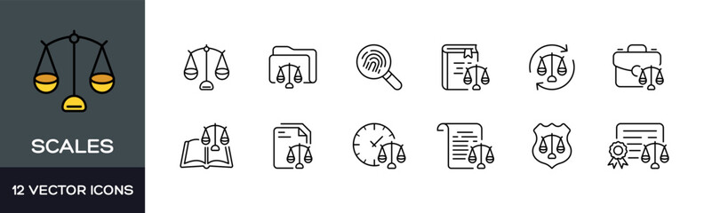 Poster - Scales icon set. Scales icons. Linear style. Vector icons