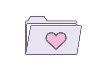Poster - y2k interface, Icon, heart folder interface element