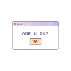 Poster - y2k interface, Icon, signature popup, are you okay, valentine's day interface element