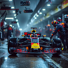 Formula One Test Days at Circuit. F1 Team testing his car on pit road.