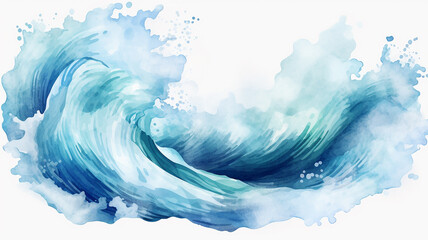 Wall Mural - sea wave watercolor illustration isolated on white background, graphic element of ocean design