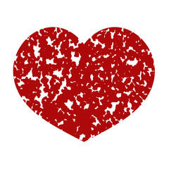 Grunge heart stamp red shape. Rubber heart texture