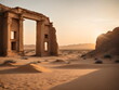 Ancient Ruins in the Desert Landscape - Archaeological Wonders at Sunset