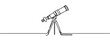 Continuous one line drawing telescopes. Outer space concept. Single line draw design vector graphic illustration.