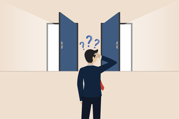 Wall Mural - determining business direction, choosing business goals or looking for the best way, business people