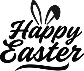 Poster - Happy easter black lettering decorated by Bunny ears. ZIP file contains EPS, JPEG and PNG formats
