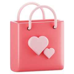 Poster - Valentine day icon concept on 3d rendering. 3d render shopping bag icon