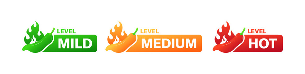 Poster - Mild, medium and hot level icons. Flat style. Vector icons