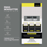 Fototapeta  - Fitness workout email newsletter Editable template for sports training email template, website landing page , vertical fitness poster or roll up banner,
website interface layout template vertical des
