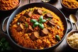 A popular one-pot dish made with rice cooked in a flavorful tomato-based sauce by ai generated